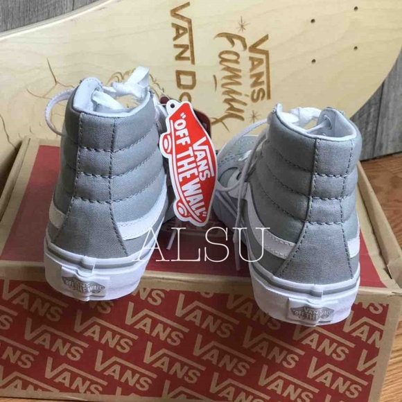 NWT VANS SK8-HI Slim Drizzle Grey White Kid’s - Picture 7 of 8